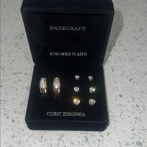 Fine Gold Plated Cubic Zirconia Boxed Earring Set